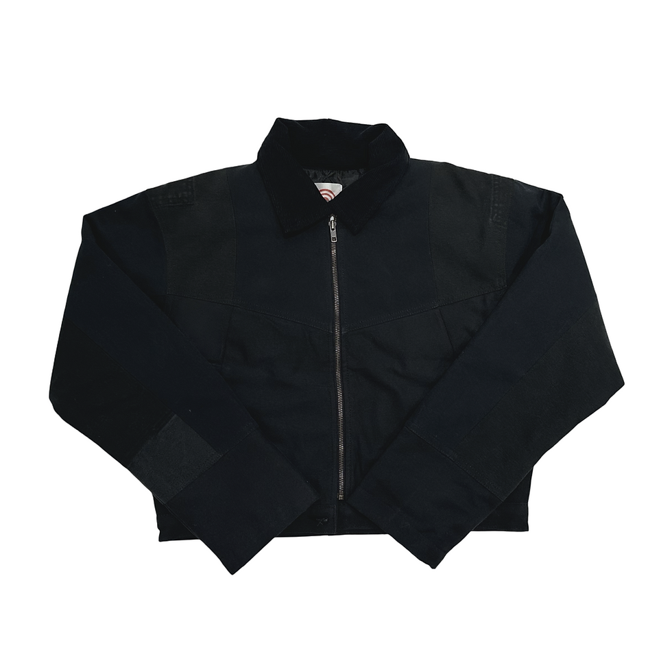 Thumbnail: Front of black Cropped Monochrome Patchwork Jacket