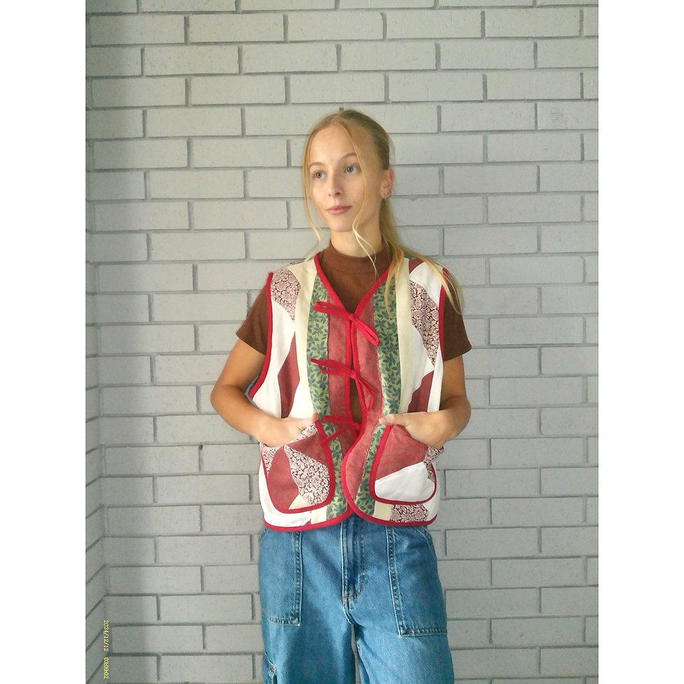 Thumbnail: Geometric Red & Green Quilted Vest Reworks