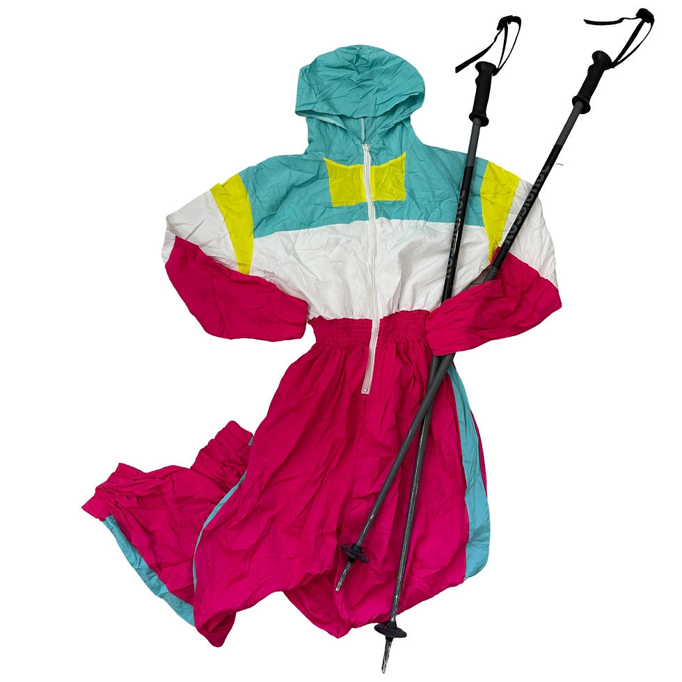 Retro Magenta Teal & Lime Windbreaker Jumpsuit