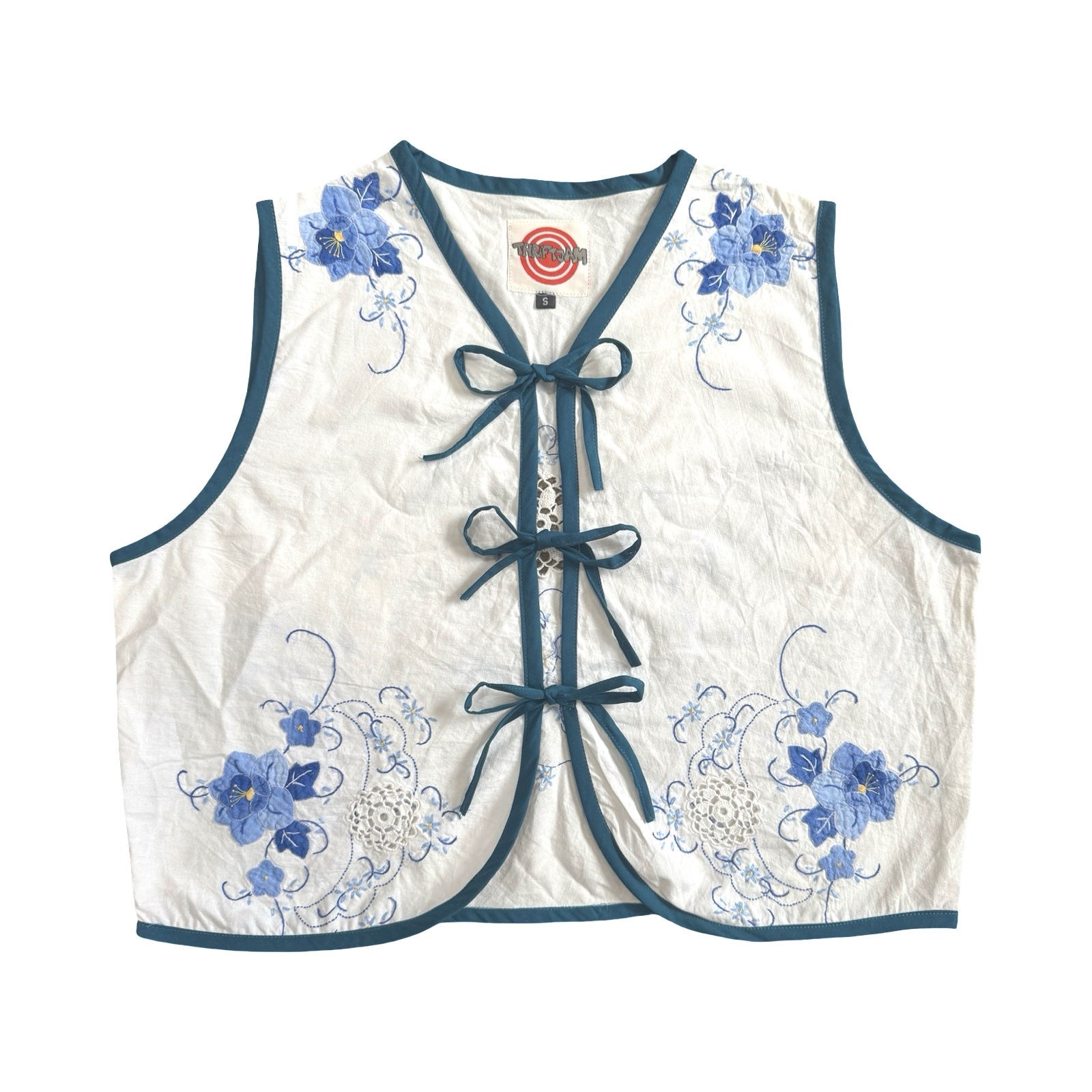 Baby Blues Small Linen Tie Top Rework