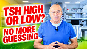 Doctor in scrubs with the words TSH HIGH OR LOW? NO MORE GUESSING written across the picture