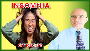 A woman stressed out pulling at her hair, with the words "insomnia" and "stress" across the image.