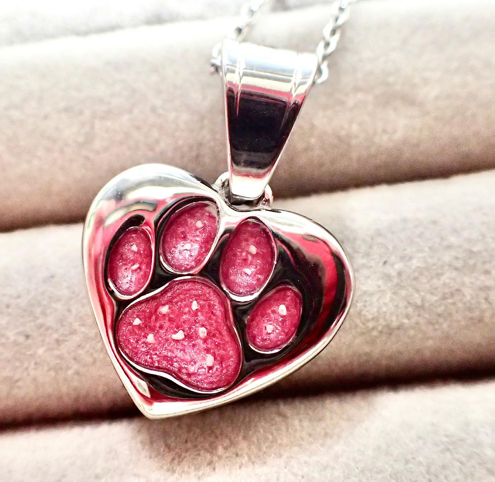 Thumbnail: Stainless Steel Paw in Heart Pendant. 