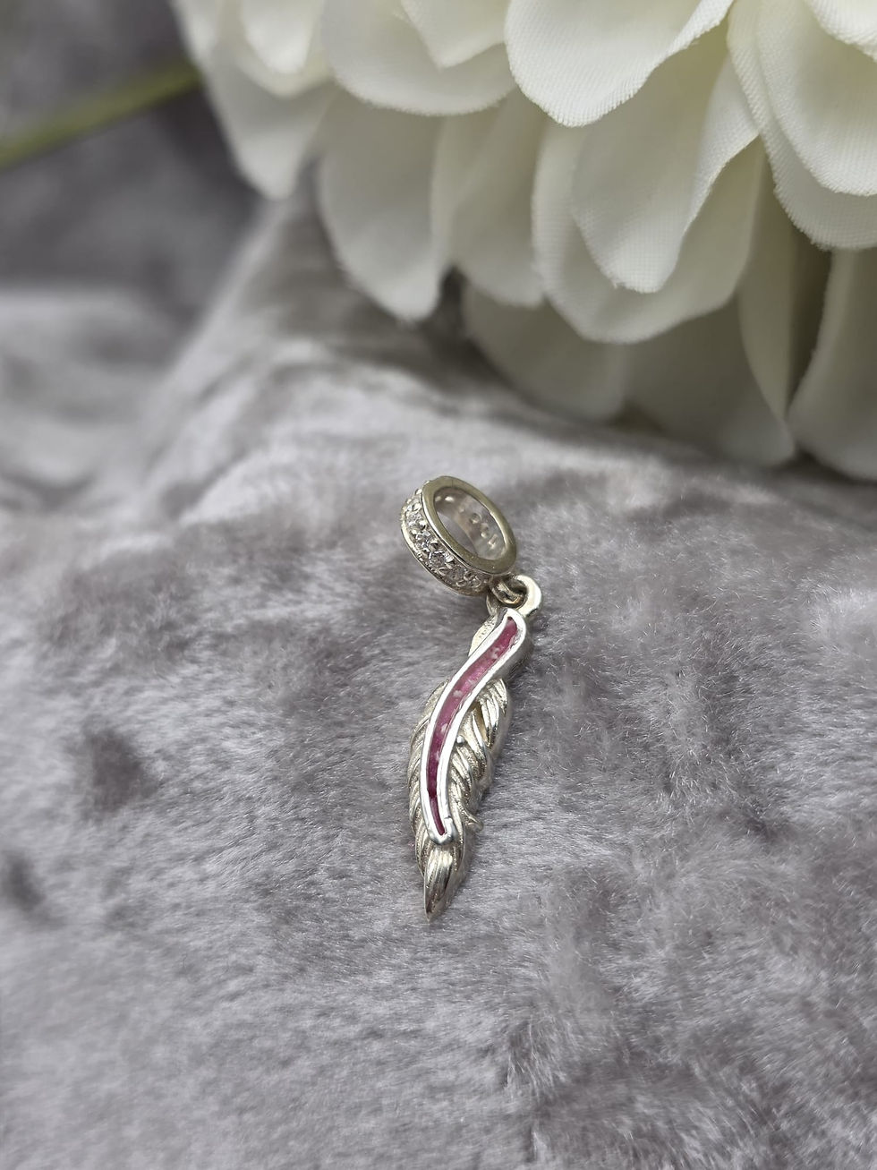 Thumbnail: 925 Silver Hanging Feather Charm