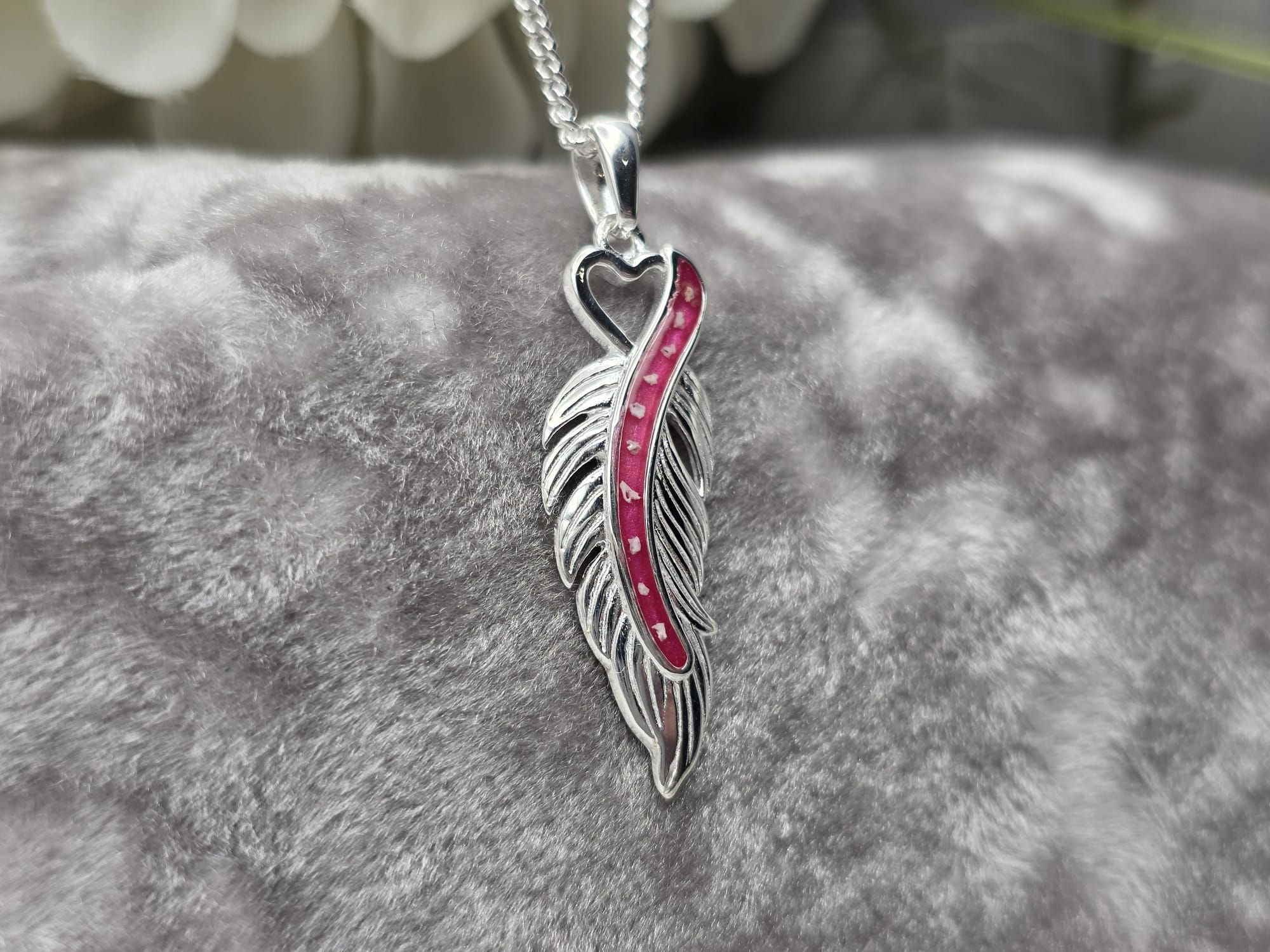 925 Silver Feather Heart Pendant