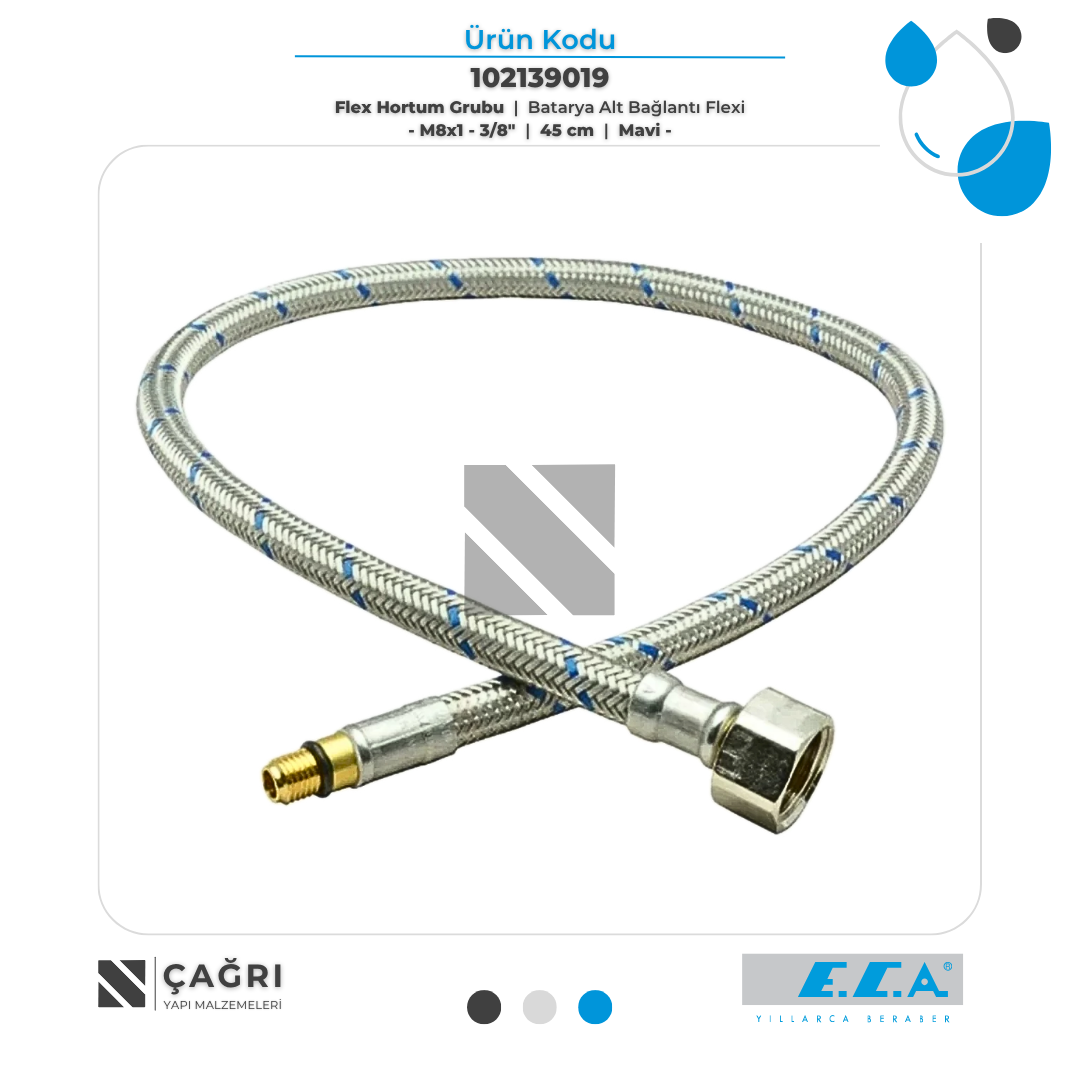 ECA Esnek Hortum M8x1-3/8" 45cm Mavi 102139019