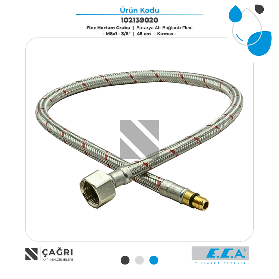 ECA Esnek Hortum M8x1-3/8" 45cm Kırmızı 102139020