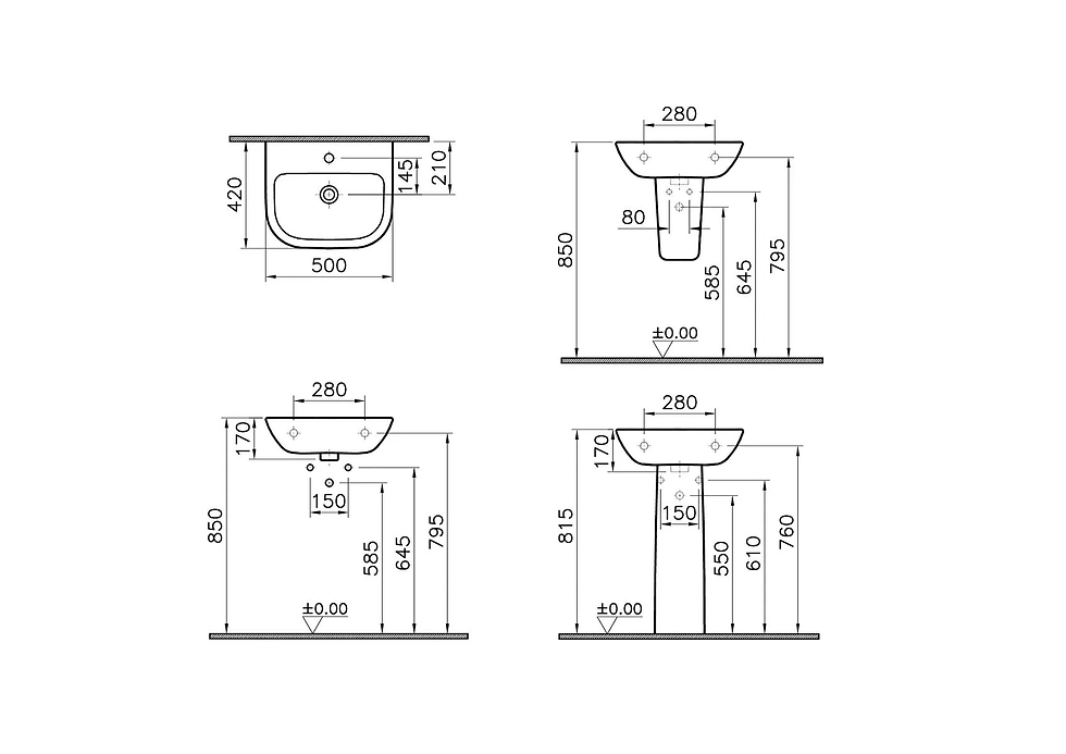 Küçük resim: VİTRA S20 Lavabo 50 cm 5501L003-0001
