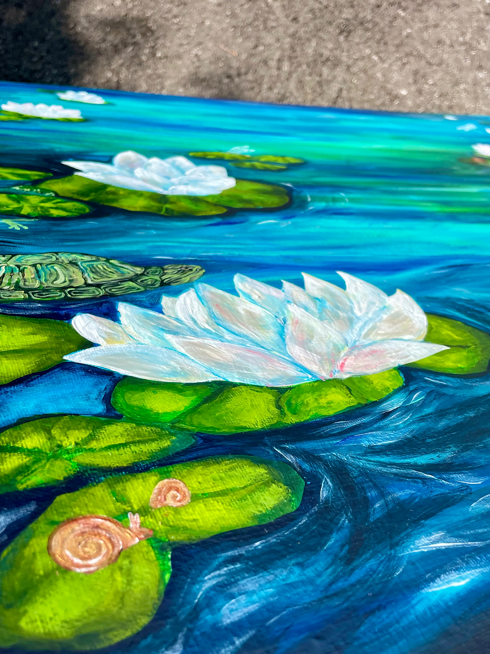 Thumbnail: Lotus Pond Acrylic Painting on Canvas