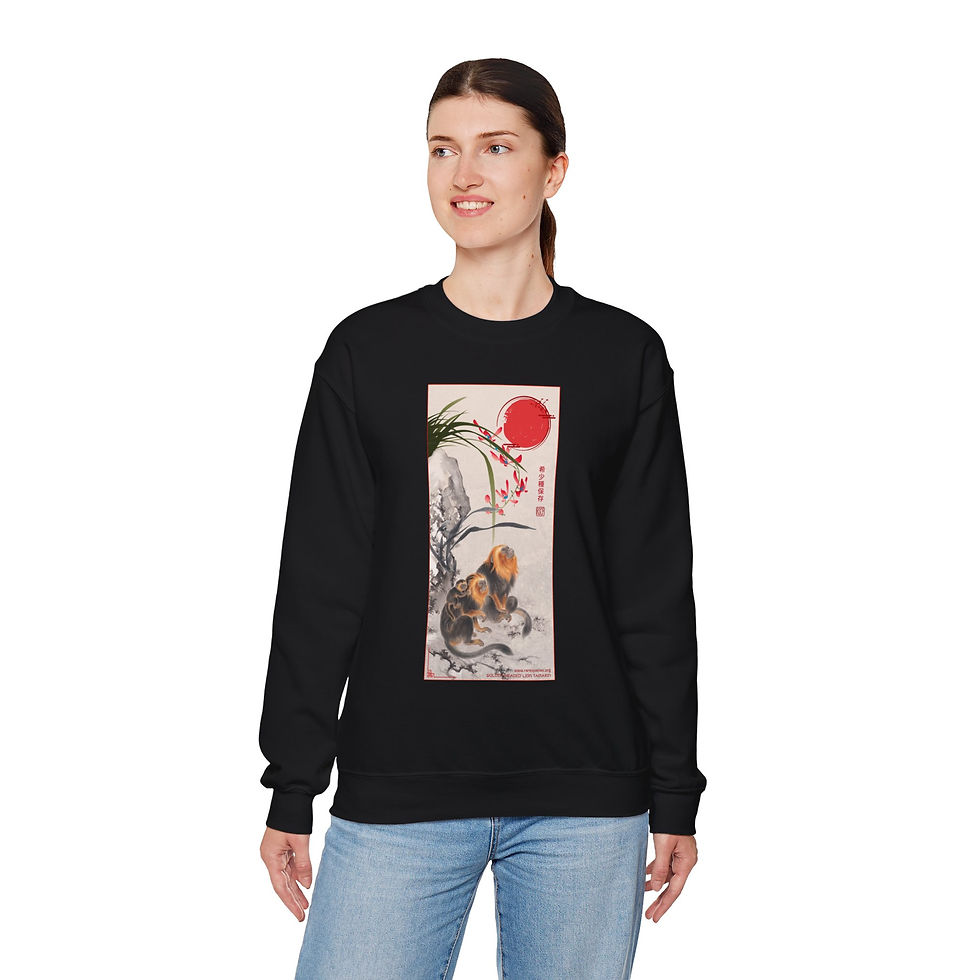 Thumbnail: Ukiyo-e Series: Golden-Headed Lion Tamarin Crewneck Sweatshirt