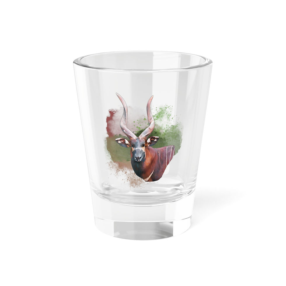 Thumbnail: Mountain Bongo Antelope Watercolor Shot Glass