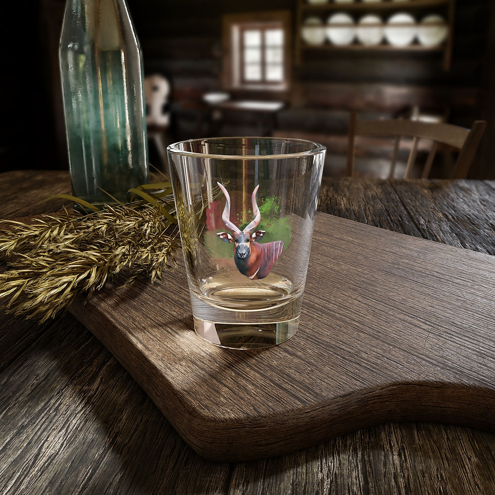 Thumbnail: Mountain Bongo Antelope Watercolor Shot Glass
