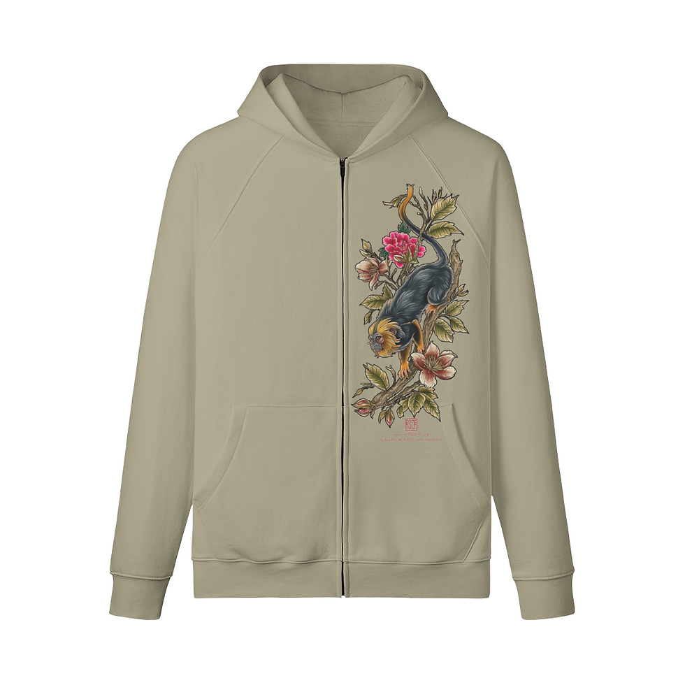 Thumbnail: Tattoo Inspired Golden Headed Lion Tamarin Full Zip Hoodie