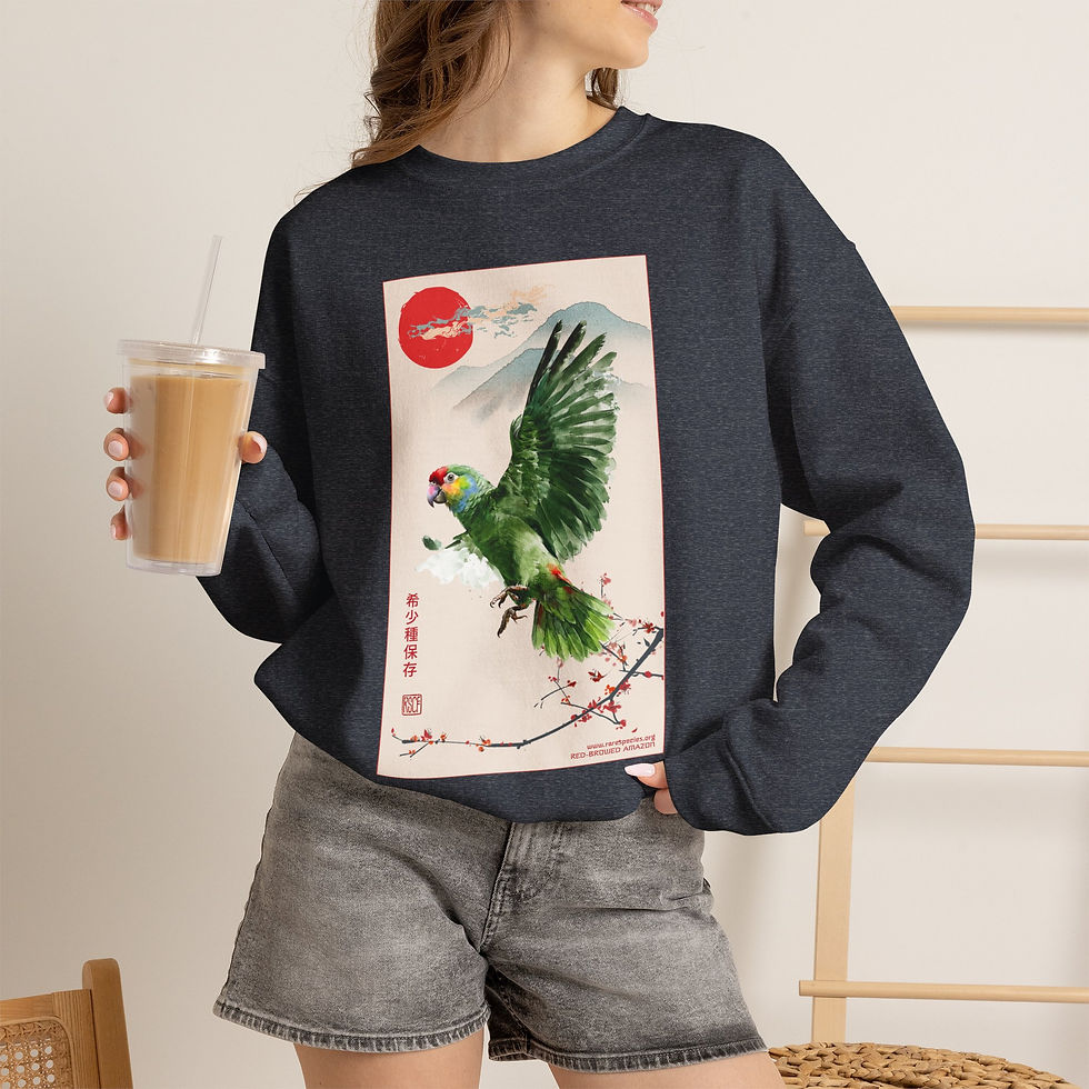 Thumbnail: Ukiyo-e Series: Red-browed Amazon Crewneck Sweatshirt 