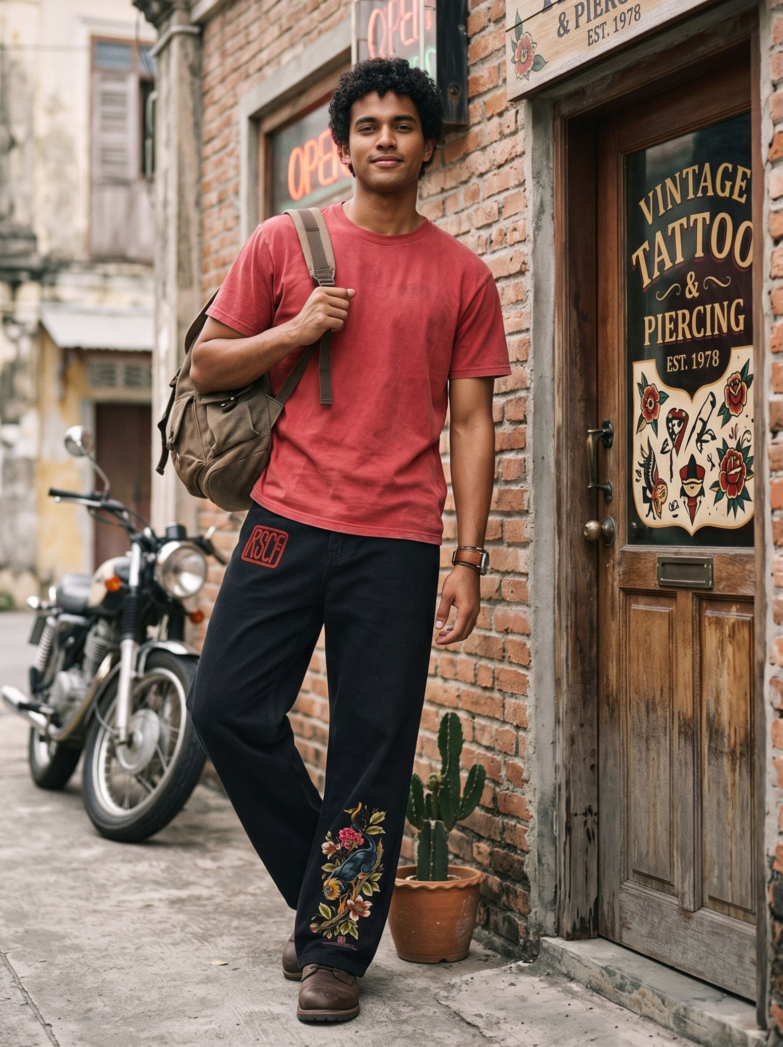 Vintage Tattoo Inspired Golden-Headed Lion Tamarin Jeans