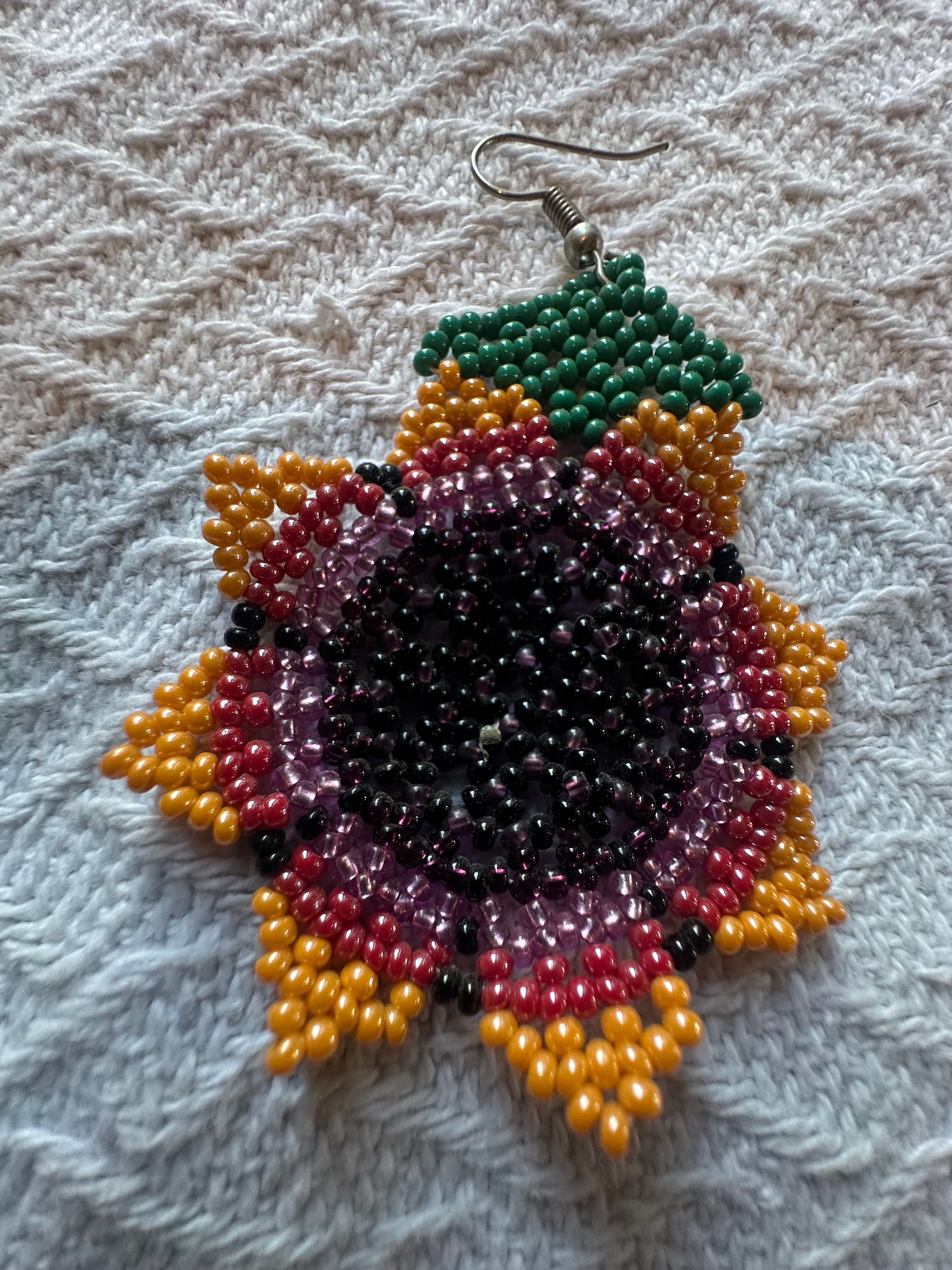 Purple Center Flower Earrings