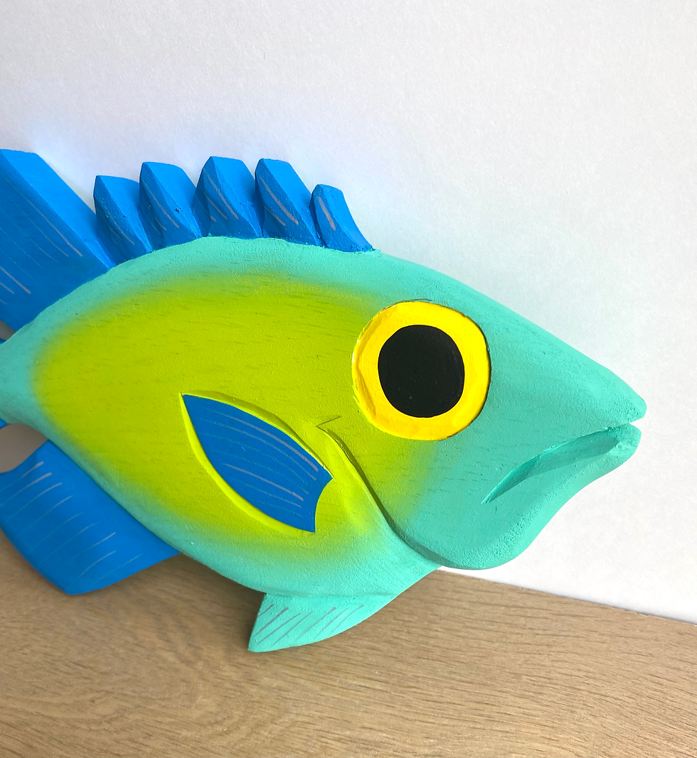 Thumbnail: Wooden Wall Fish | Blues + Green | Pufferbellies