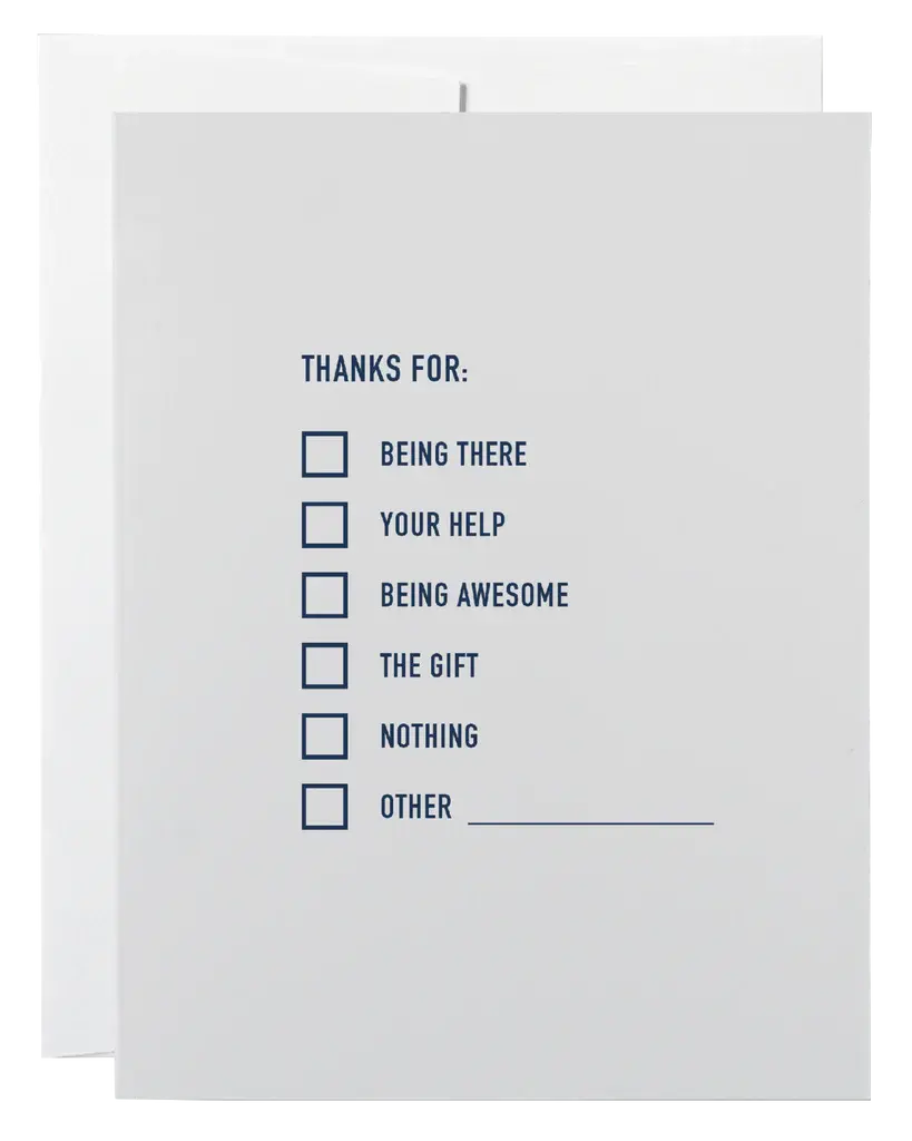 Thanks Checklist Card | Classy Cards