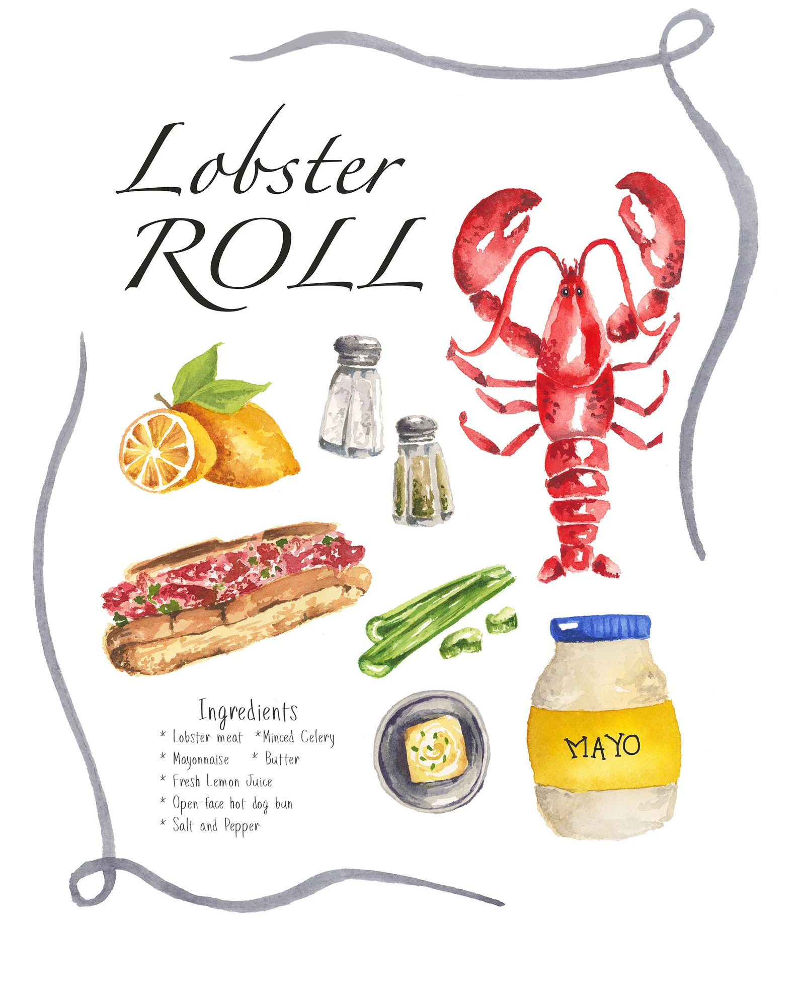Lobster Roll 8x10 Print Janna Wilton Jennifer's of NS