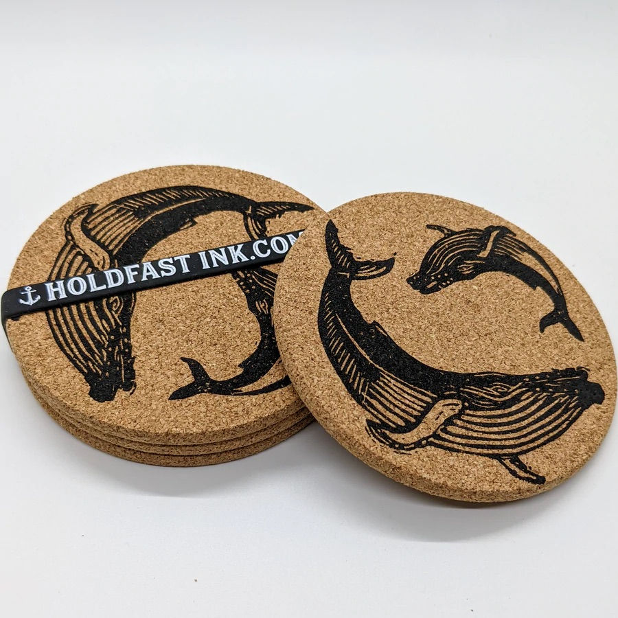 Whales Cork Coasters | Holdfast Ink