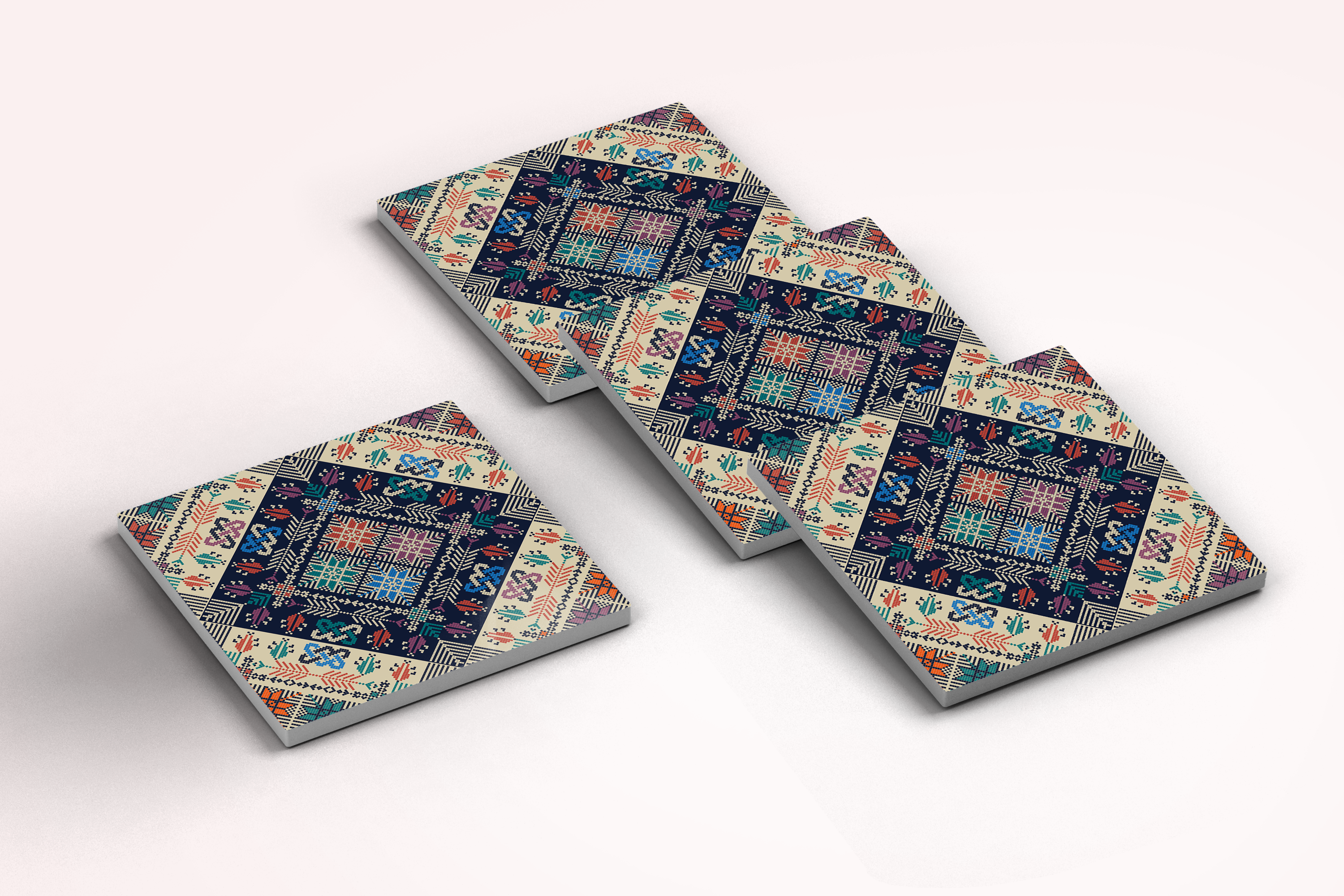 Ceramic Square Coaster with Insulation Pad | Tatreez Coaster