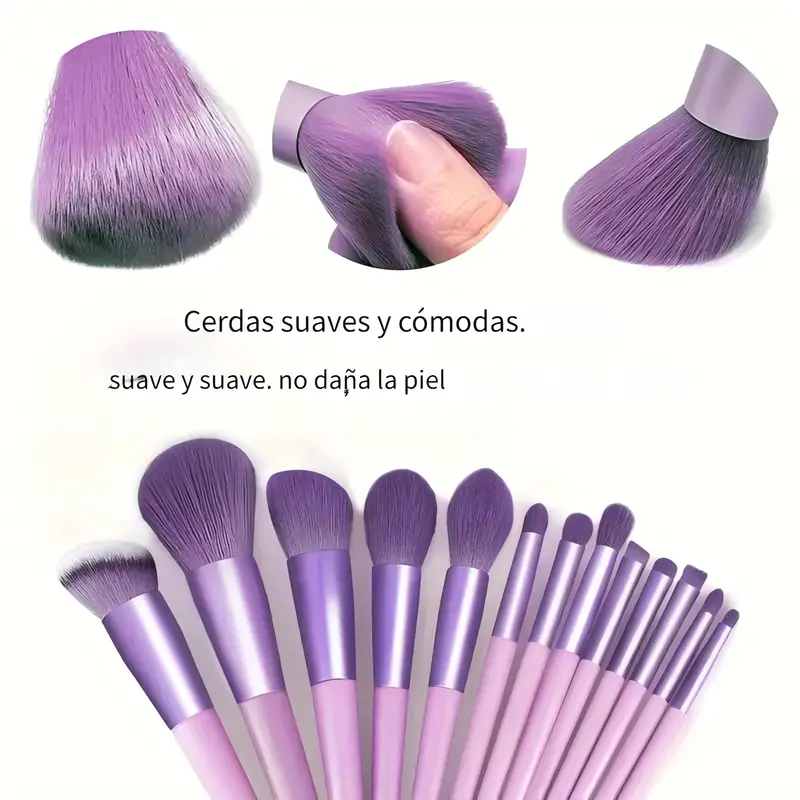 Miniatura: Kit com 13 Pincéis Profissionais para Maquiagem com Esponja e Bolsinha