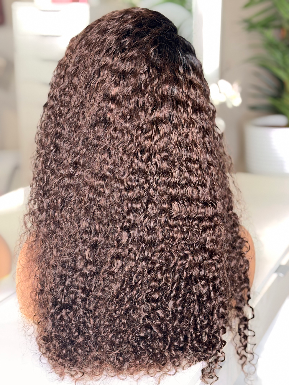 Thumbnail: CHOCOLATE OMBRE CURLY 13X6 DEEP PART LACE WIG