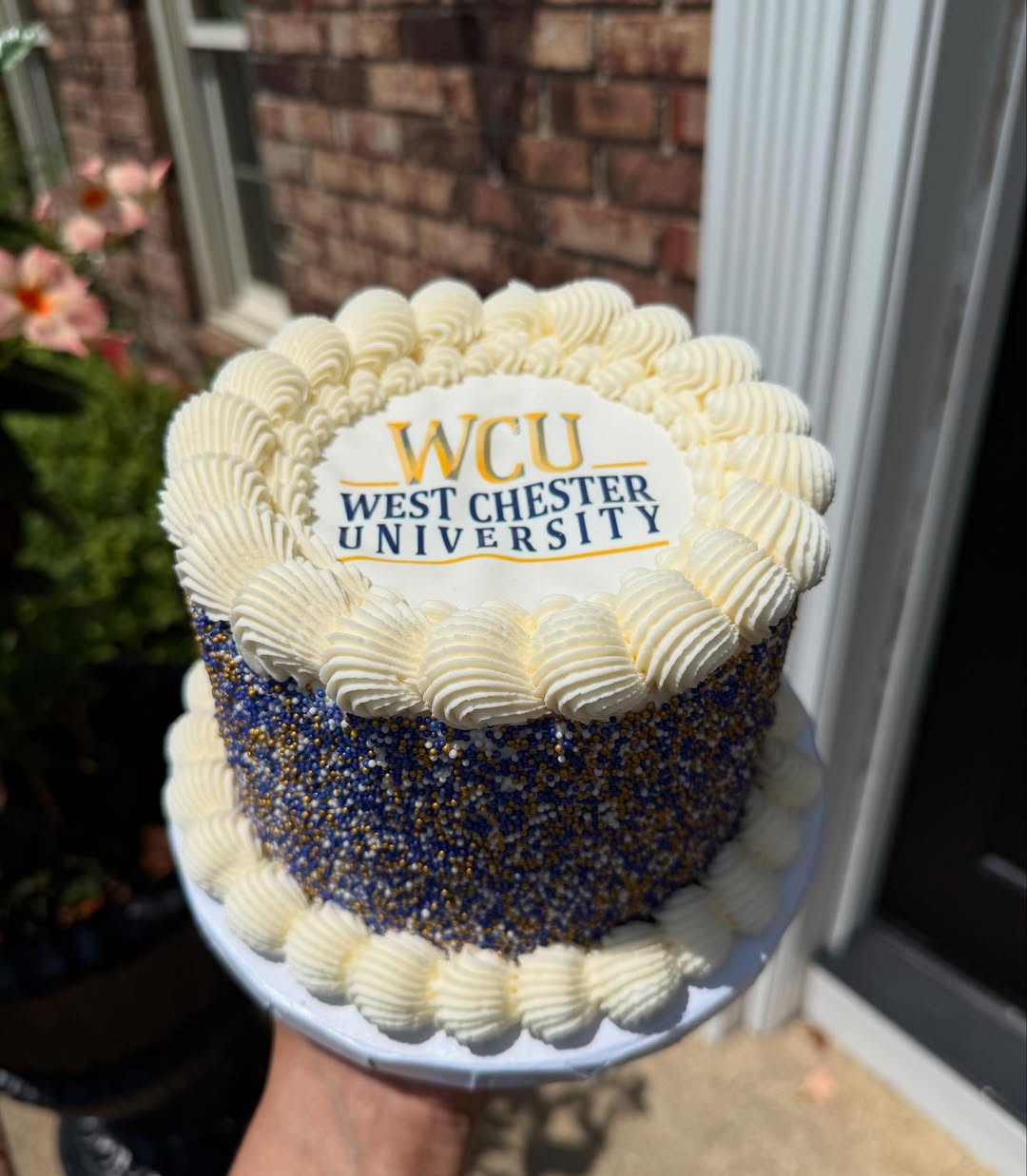 Edible logo sprinkle cake