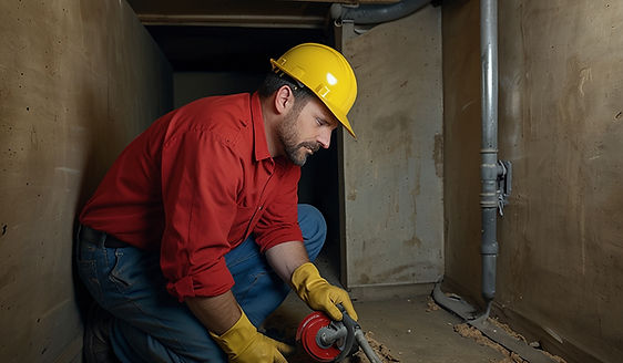 worker inspection rooter basement