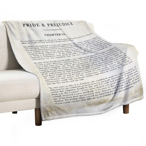 Pride & Prejudice by Jane Austen Vintage Book Page Throw Blanket