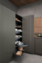 Corner design of Moka Italian kitchen by Pedini Daruso Miami with elegant finishes and functional storage solutions