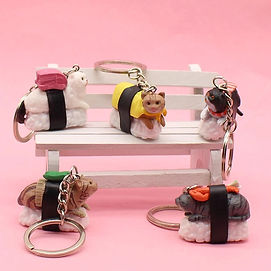 Cat Sushi Roll Keychain