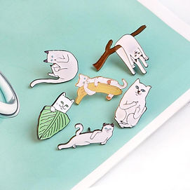 Silly Cat Enamel Lapel Pin