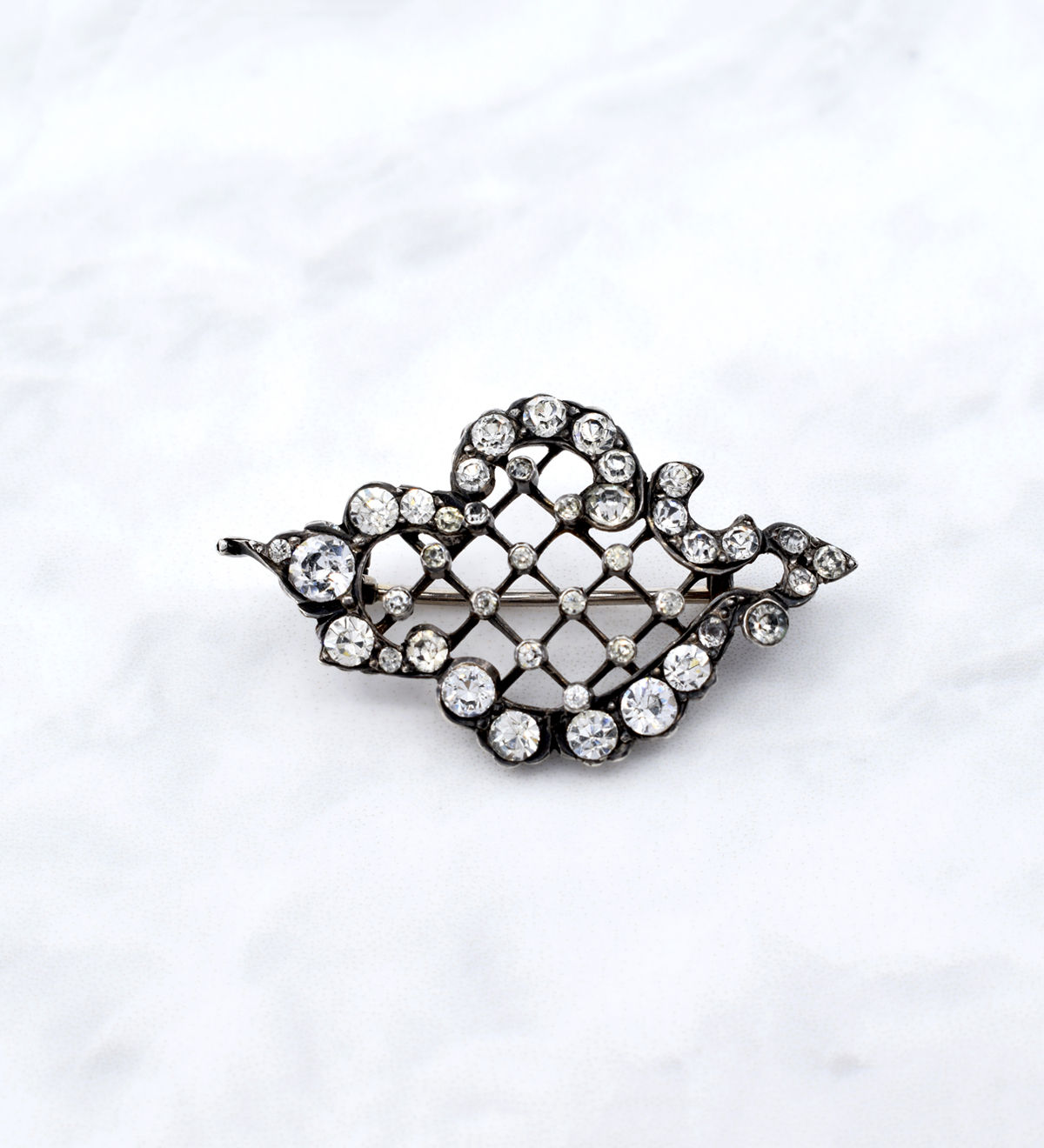 Victorian Sparkly Paste & Silver Brooch