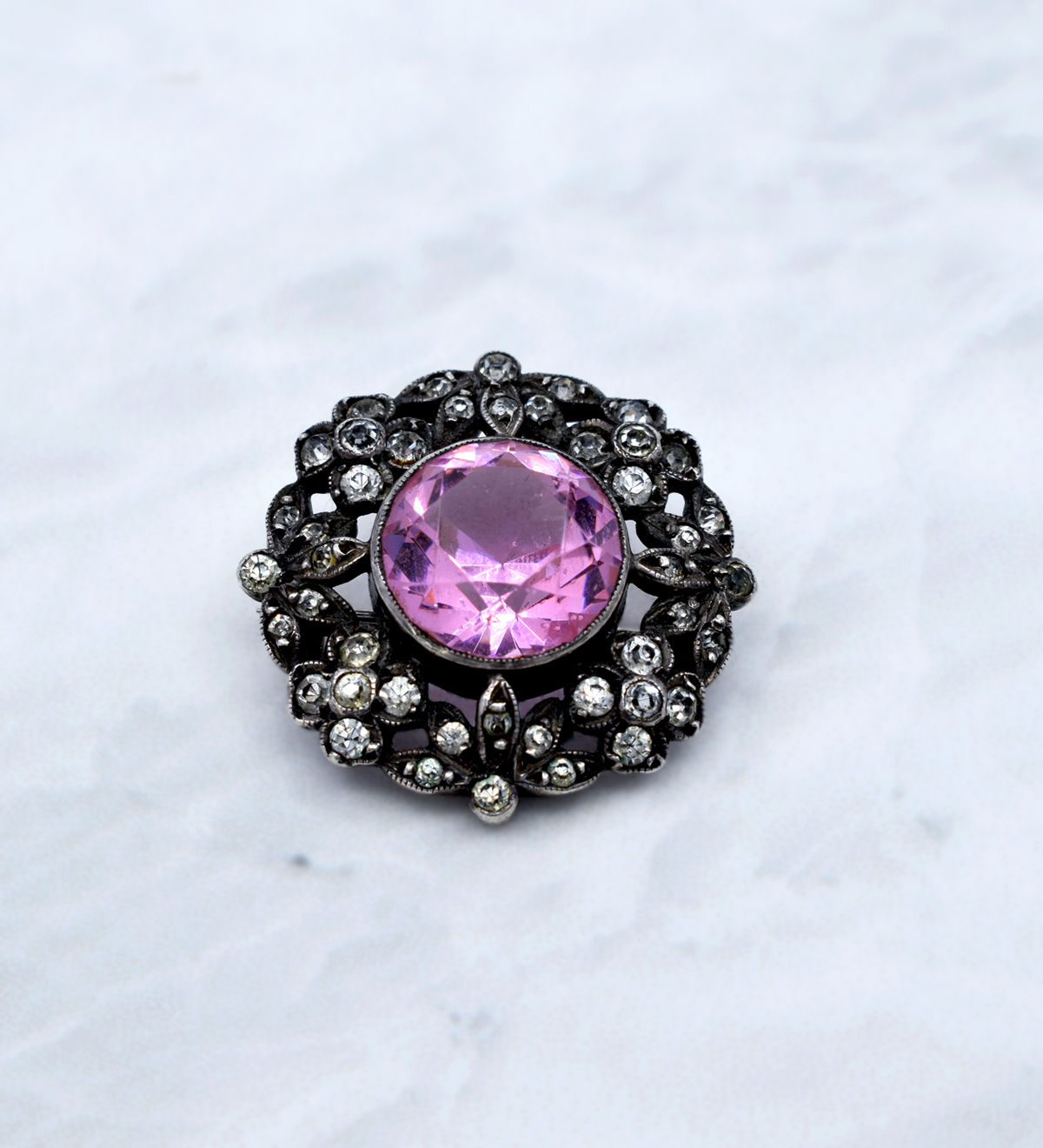 Victorian, Silver & Paste Floral Brooch