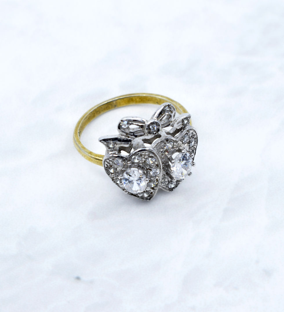 Thumbnail: Antique Design, Two Hearts, Paste Ring