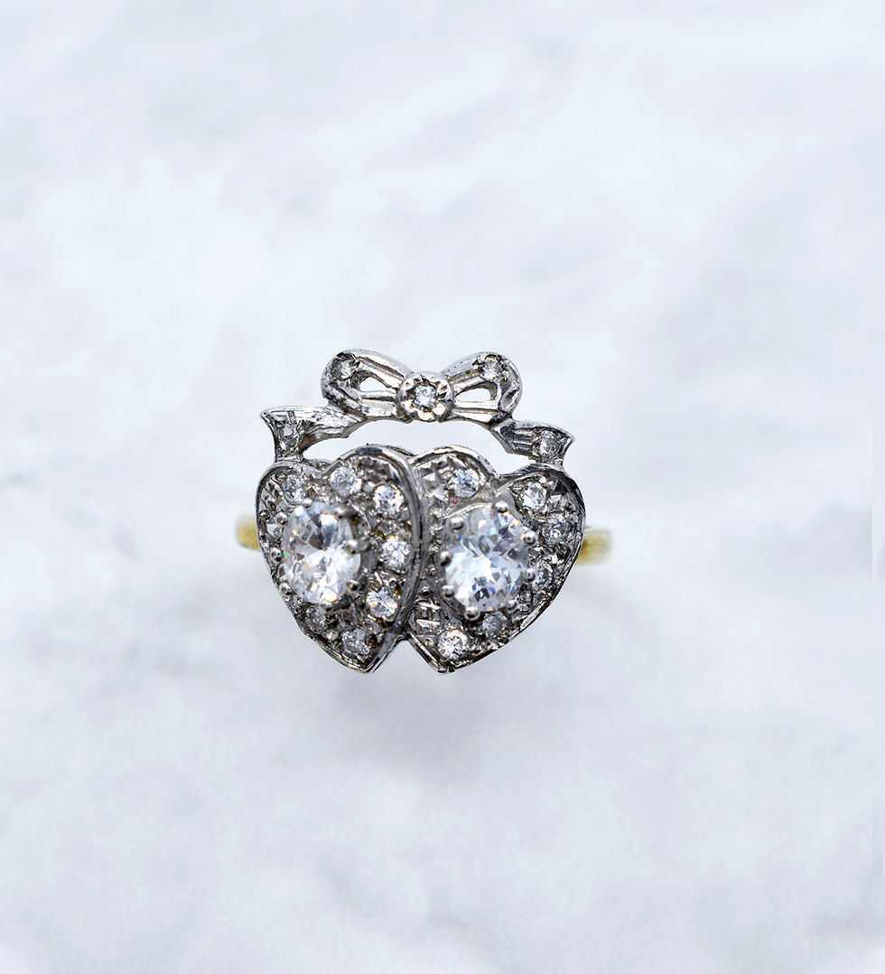 Thumbnail: Antique Design, Two Hearts, Paste Ring
