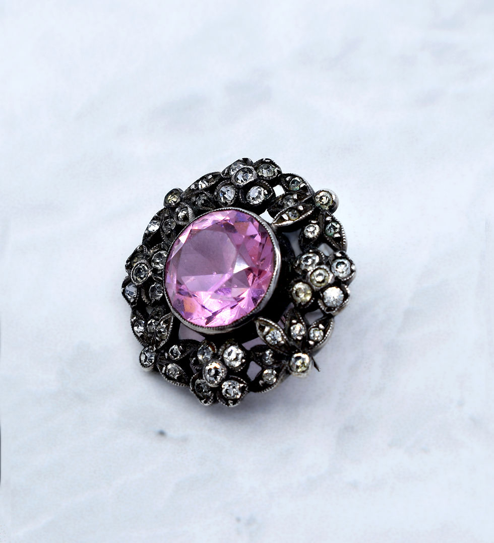 Thumbnail: Victorian, Silver & Paste Floral Brooch
