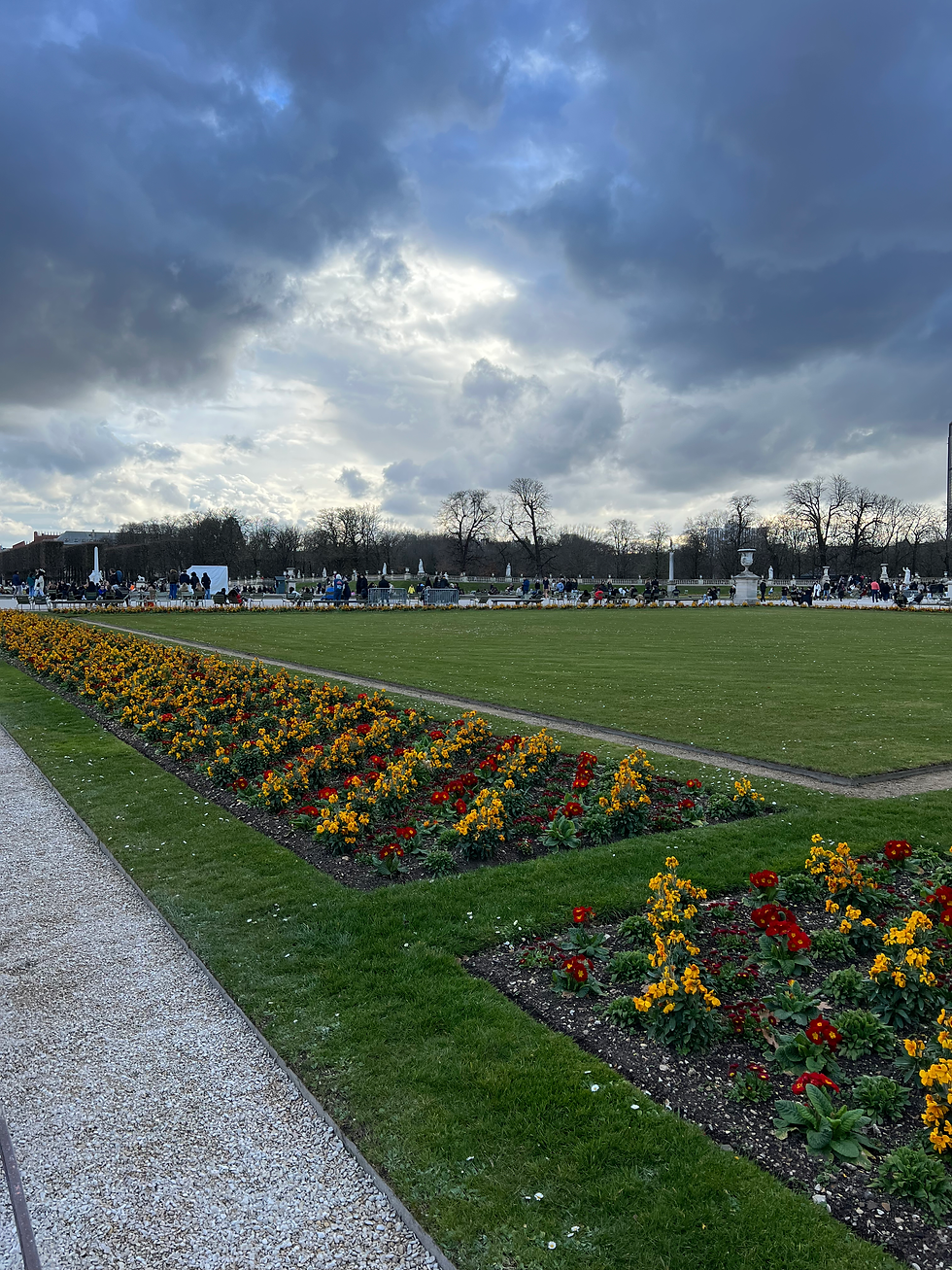 Luxembourg Gardens on a rainy afternoon in Paris France