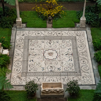 view of the courtyard tile in the Isabella Stewart Gardner Museum