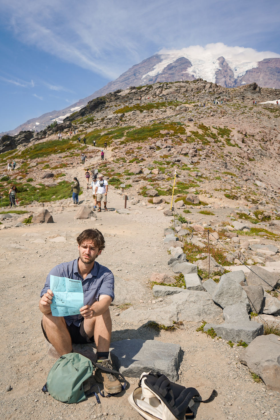 Views from the Skyline Loop hike at Mount Rainier in Washington at the first lookout point