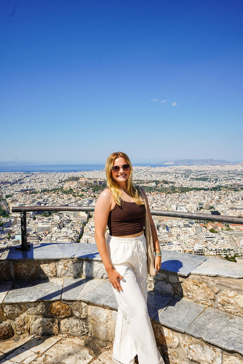 Me & my go-to linen pants in Athens, Greece
