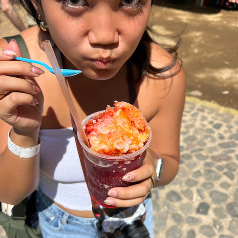 Jenna and her Granizada (shaved ice)