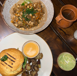 Burger and Pad Thai at Once Once