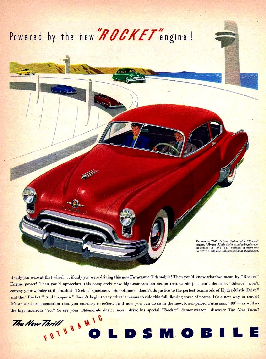 Oldsmobile introduces the Rocket engine V8