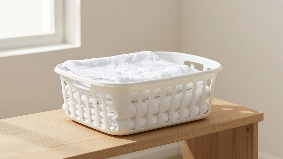 Laundry basket prepared for Lowcountry Suds residential pickup service in Savannah, Georgia
