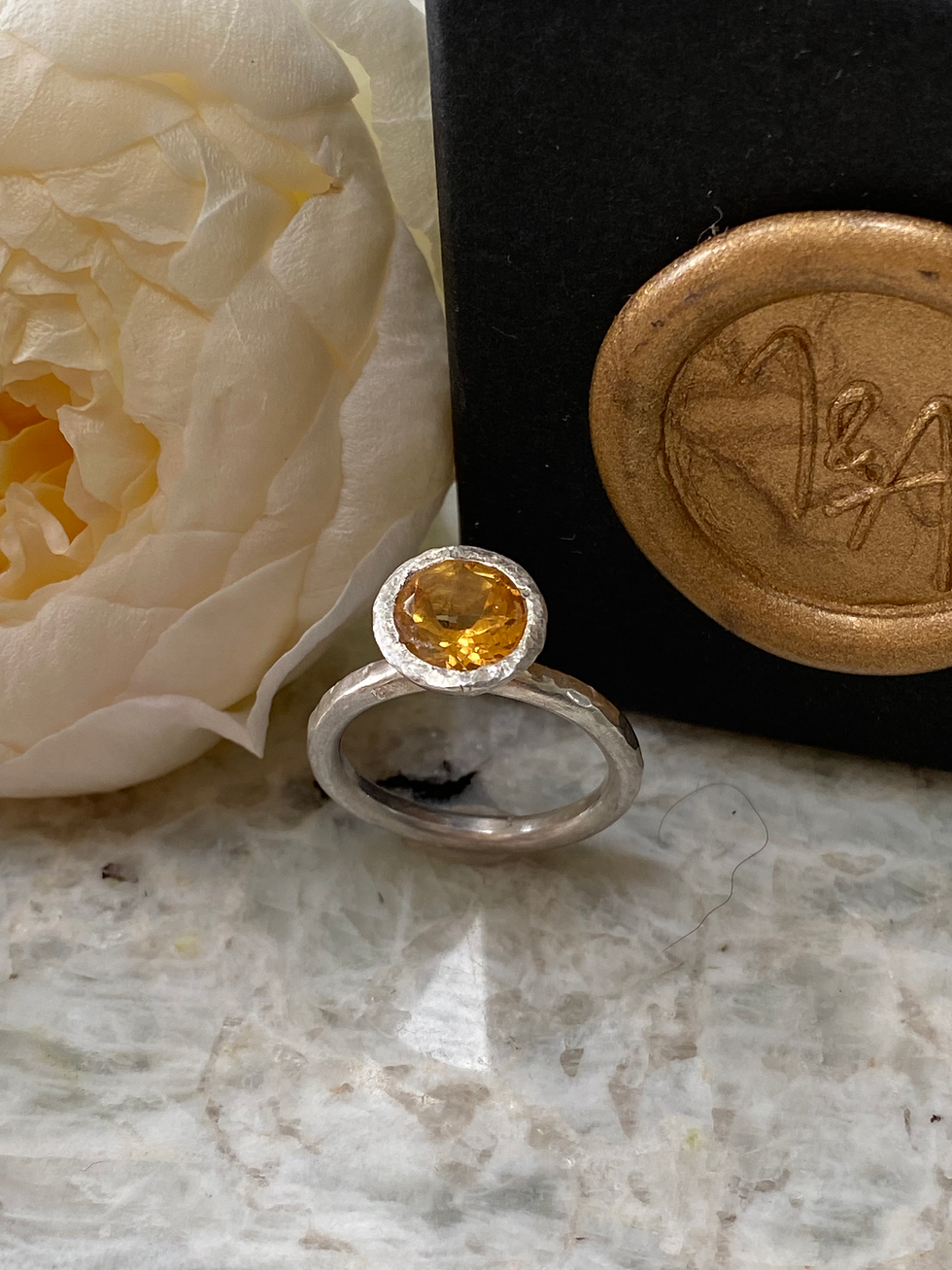 Thumbnail: Yellow/Orange Citrine Ring - 'FIAMETTA'