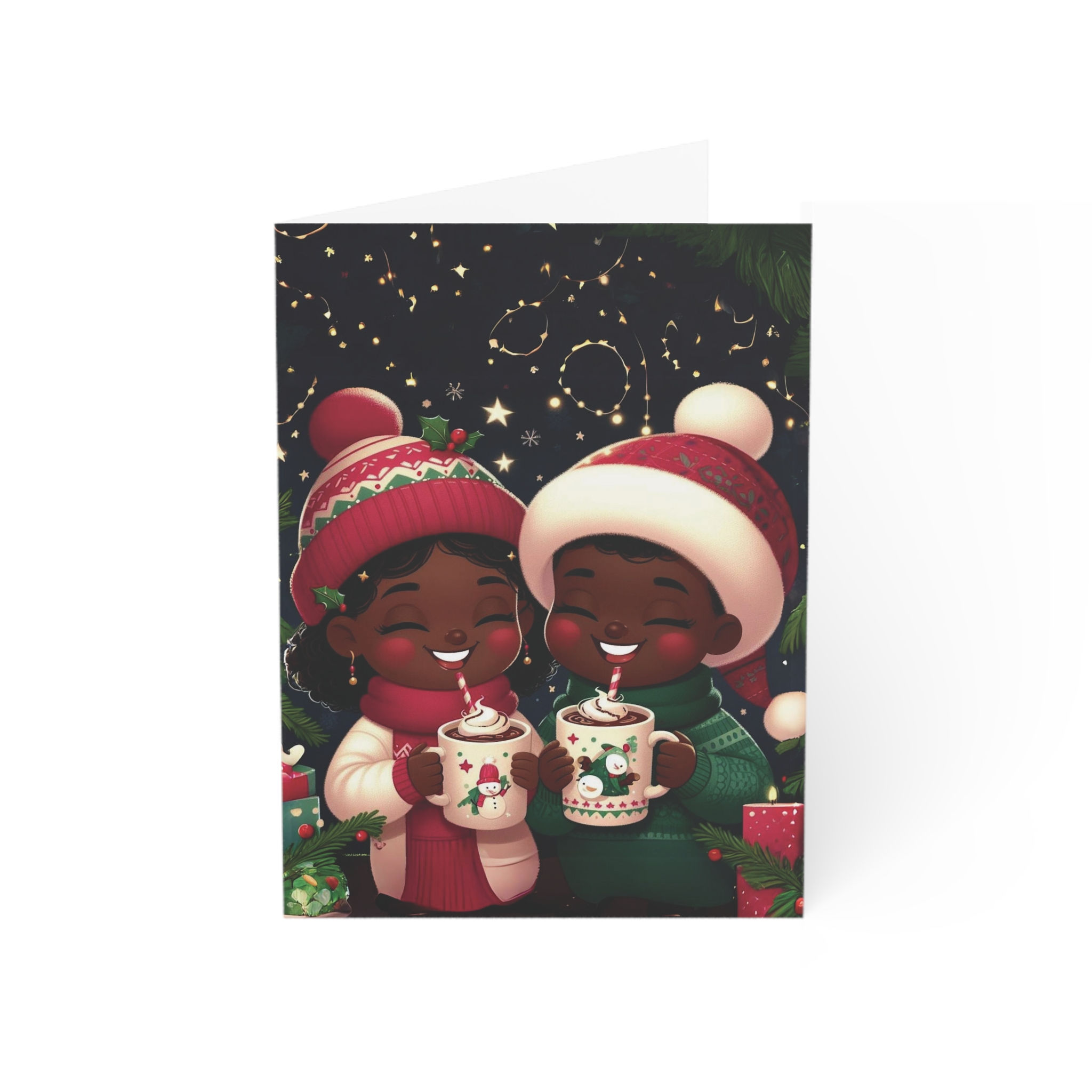 RM African American Kids Holiday Greeting Cards Blank Inside