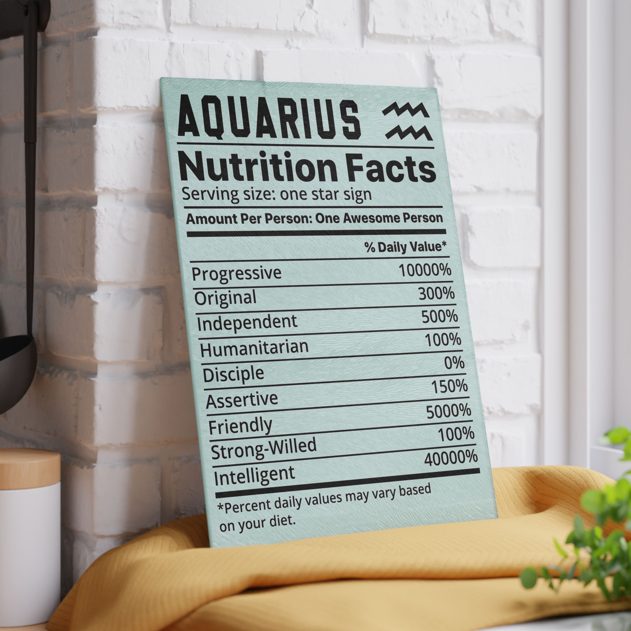 Aquarius Glass Cutting Board Zodiac Gifts Personalized Cooking Gifts