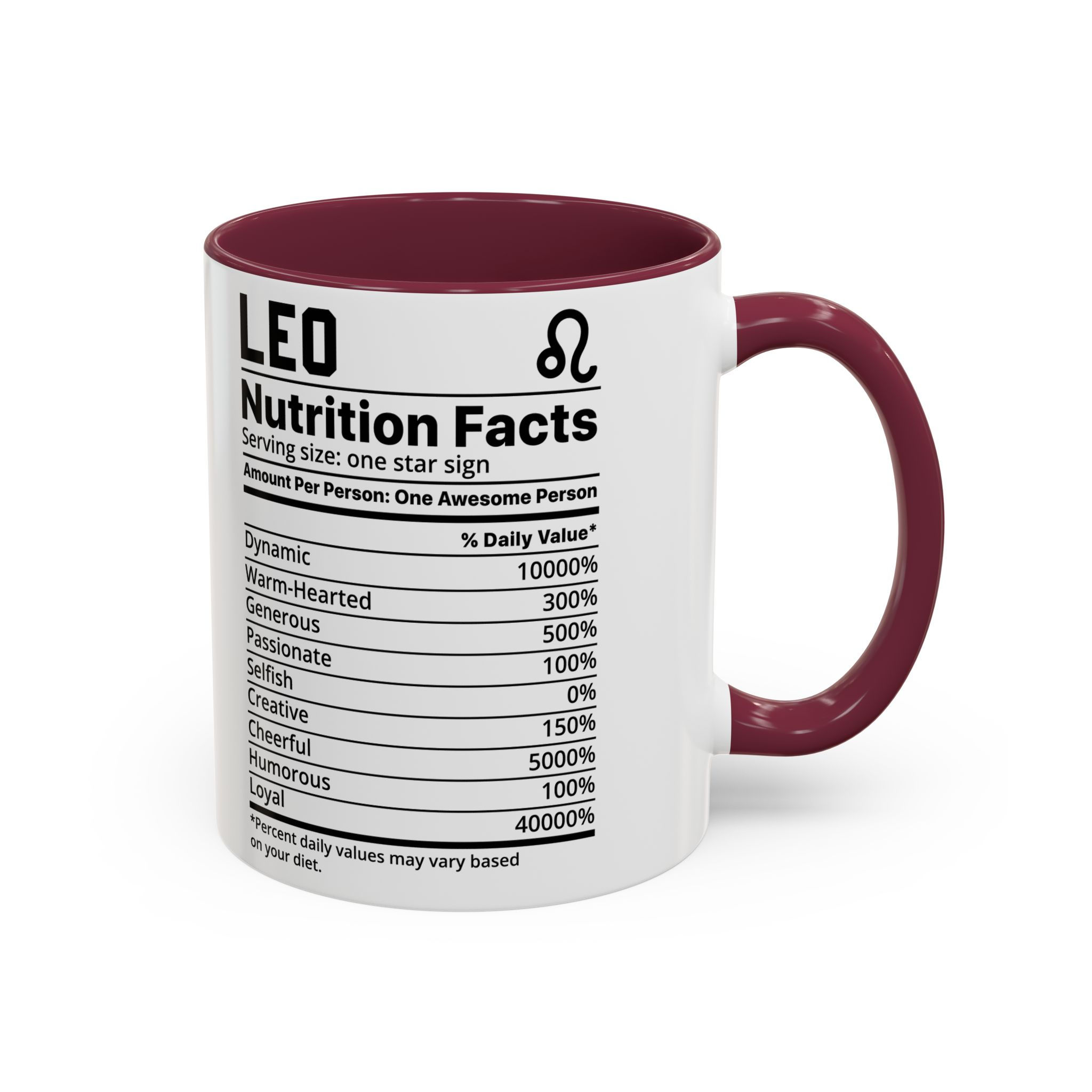 Leo Zodiac Mugs Astrology Nutrition Facts Personalized Gift for Leo Lovers